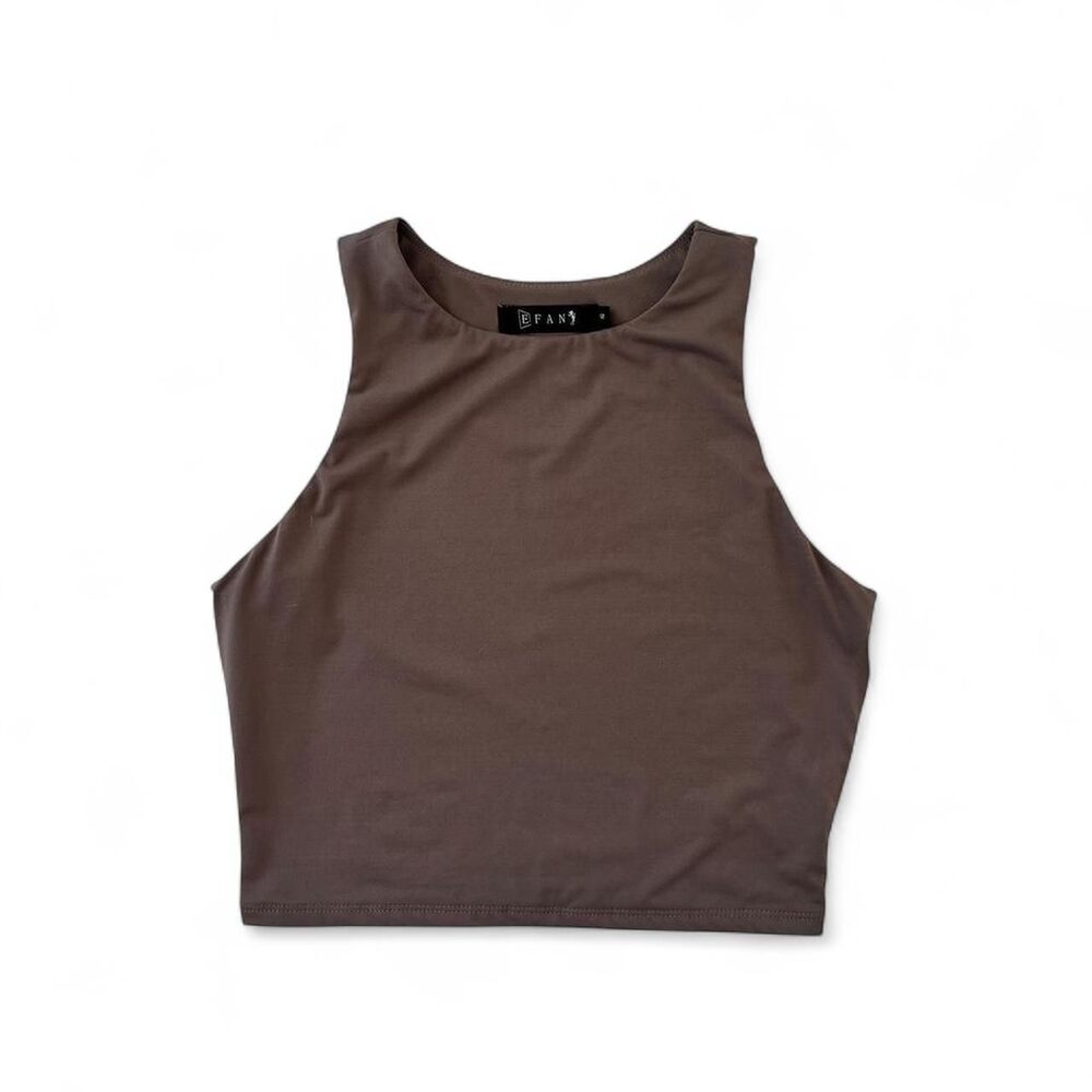 Deep Grey Minimalist Tank Top Fitted Stretch Basic Women’s Small